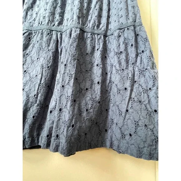 Prana Women's Kendell Eyelet Blue Cotton Mini Dress Medium - Picture 12 of 15